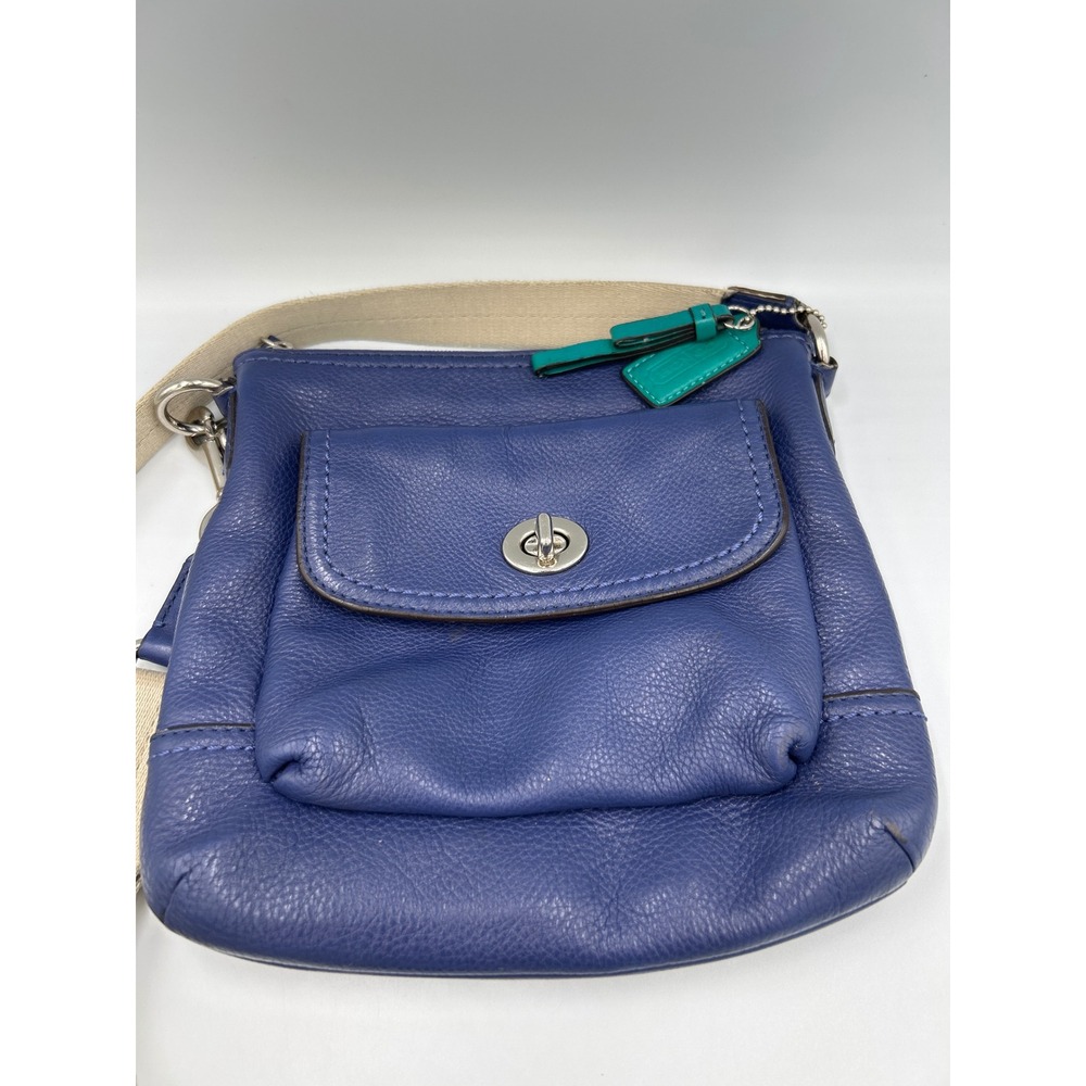 Coach‎ Park Leather Swingpack F49170 French Blue Teal Interior Silver Turnlock